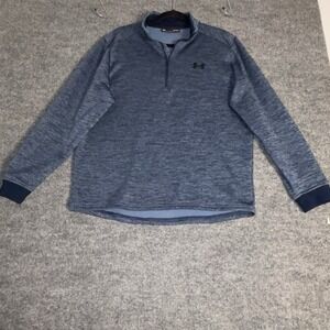 Under Armor Pullover Men's Large Cold Gear Loose 1/4 Zip Blue Heather Athletic